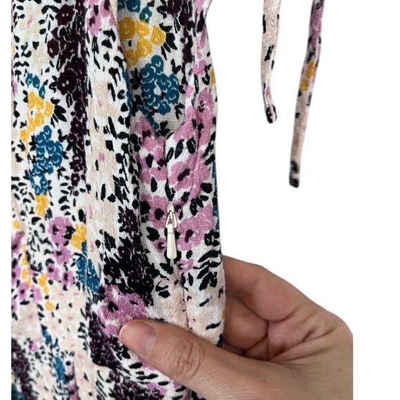 Free People | Miss Right Cream Floral Print Mini Dress M - Picture 10 of 14